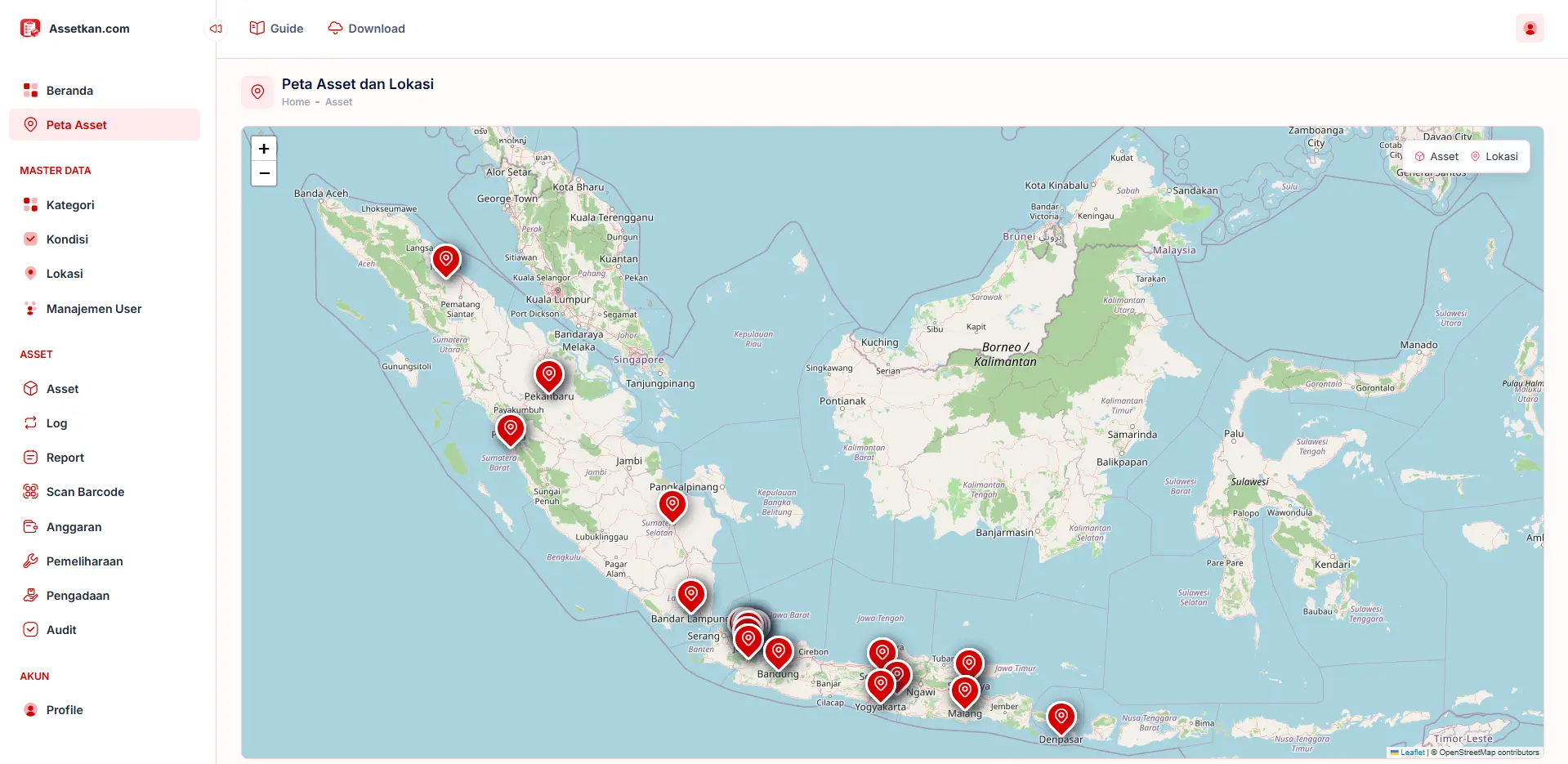 3. Peta Sebaran Aset Interaktif (Geographical Asset Mapping)